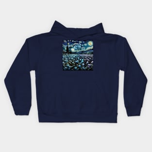 Enchanted Flower Garden Night: Forget-Me-Not Starry Floral Kids Hoodie